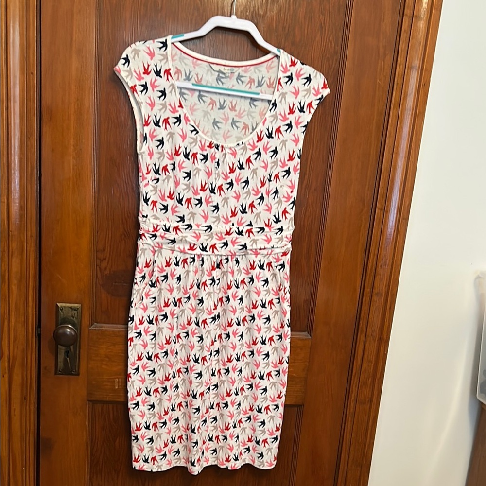 Boden Multicolor Bird Print Mini Dress